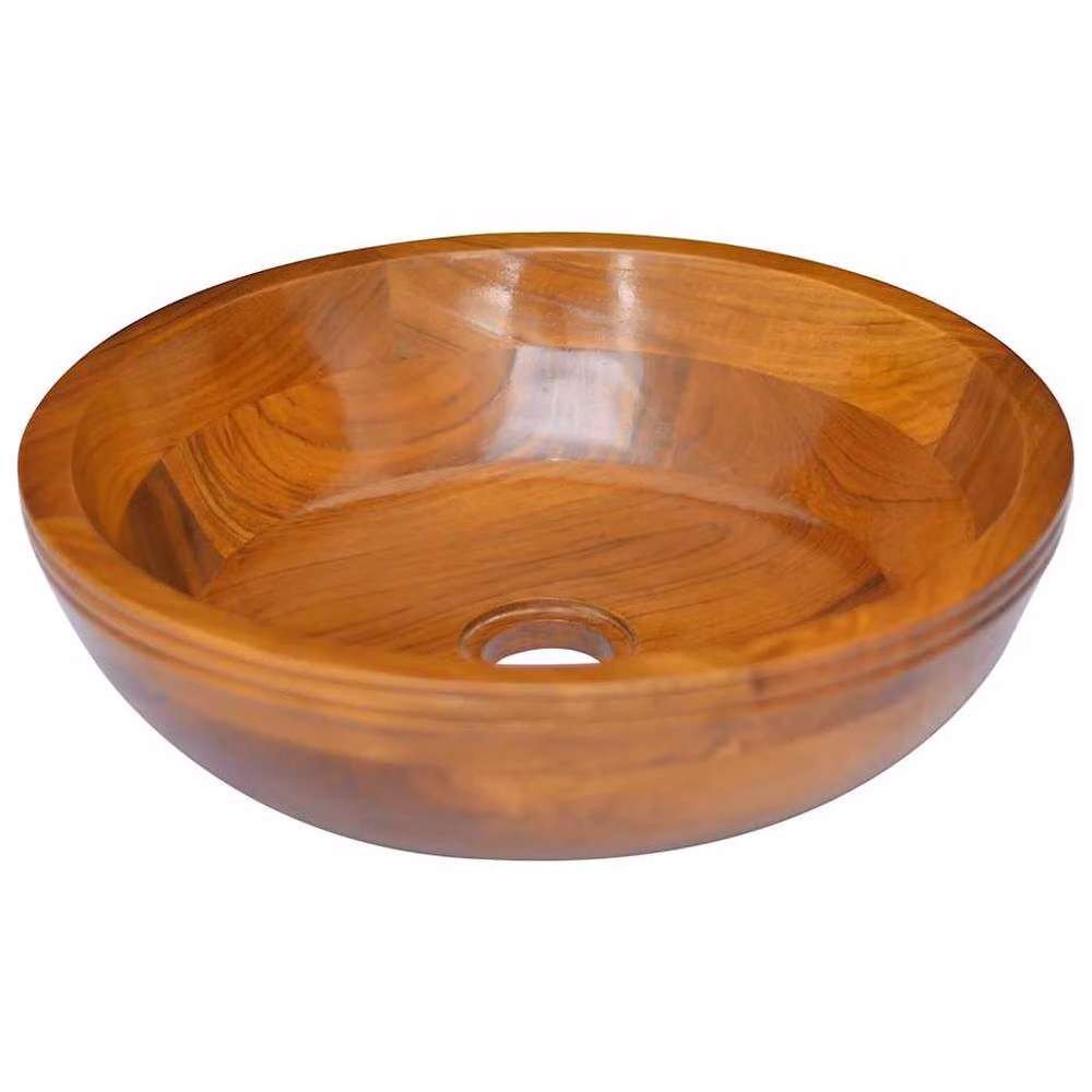 Berkfield Home Durable Solid Teak Wood Basin, Brown, W: 40 cm, D: 10 cm – 2