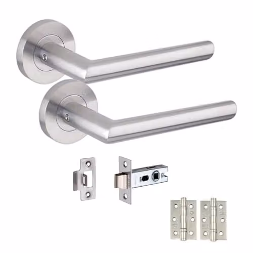 Golden Grace Mitred Door Handles Set in Silver Nickel Plated Finish with 2.5 inch Latch