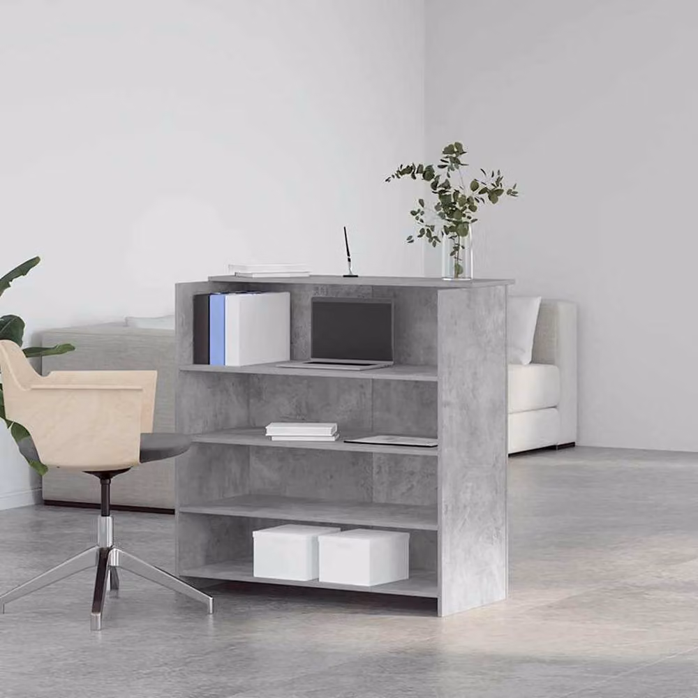 Berkfield Home Reception Desk in Concrete Grey, W/D/H: 100 x 50 x 103.5 cm – 2