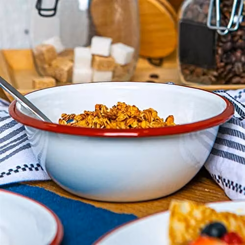 Argon Tableware Enamel Pasta Bowls, Pack of 6, Red, Diameter: 16 cm – 2