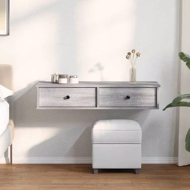 Berkfield Home Wall Mounted Shelf with Drawers in Grey Sonoma, W/D/H: 100 x 37.5 x 19 cm – 1