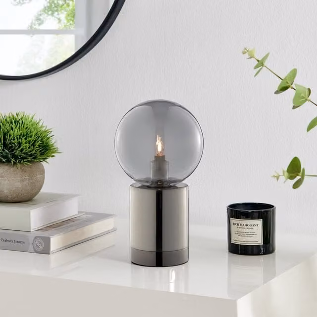 FurnitureboxUK Hattie Silver Table Lamp with Glass Sphere