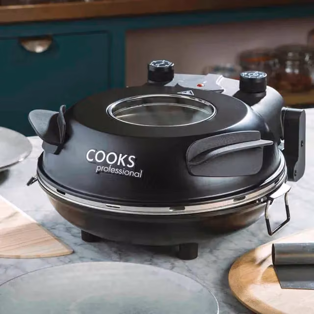 Cooks Professional Electric Pizza Oven with Stone Base and Timer in Black – 3