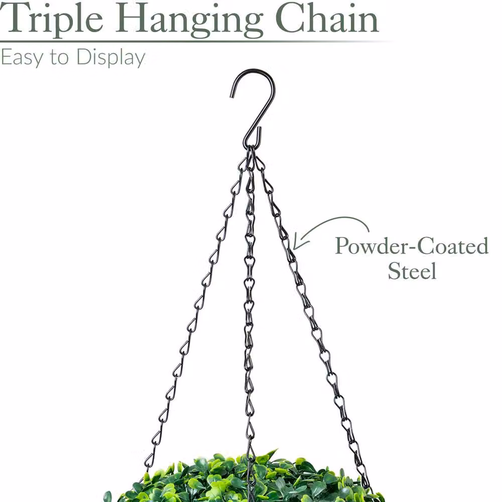 Christow Artificial Green Boxwood Topiary Hanging Plants, Set of 2, Diameter: 28 cm – 4