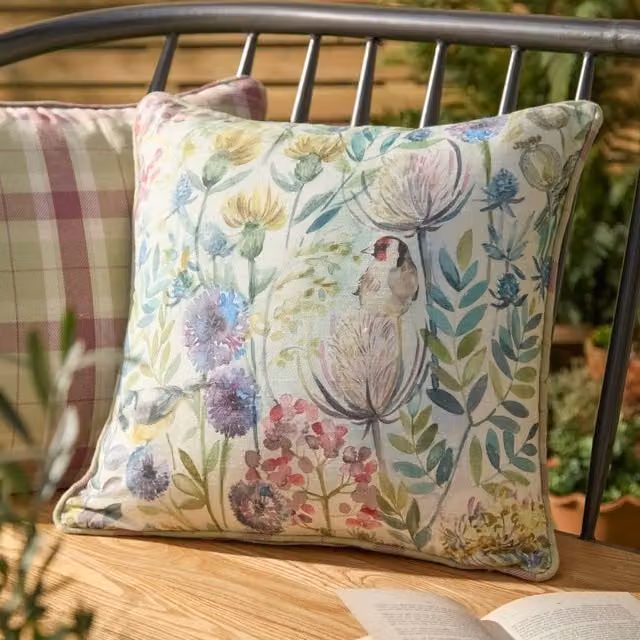 Voyage Maison Morning Chorus Reversible Square Outdoor Cushion, Multicolour Purple, W/D/H: 45 x 45 x 45 cm – 1