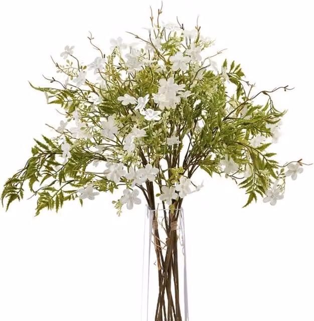 Lemon Pavilion Artificial Italian Bellflower in White and Green, W: 30 cm, D: 30 cm, H: 63 cm