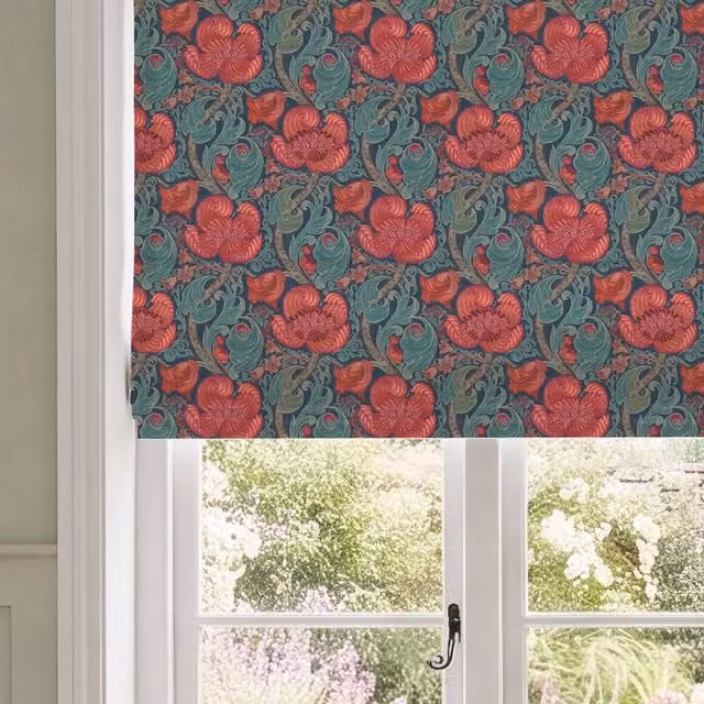 HOUSE Llewelyn-Bowen Down The Dilly Printed Velvet Made To Measure Roman Blind in Sanguine