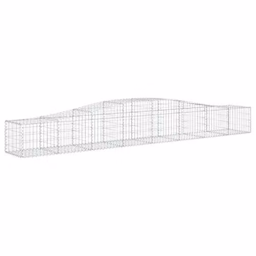 vidaXL Arched Gabion Baskets, 10 Pieces, Silver Galvanised Steel, W: 400 cm, D: 50 cm, H: 40/60 cm – 1