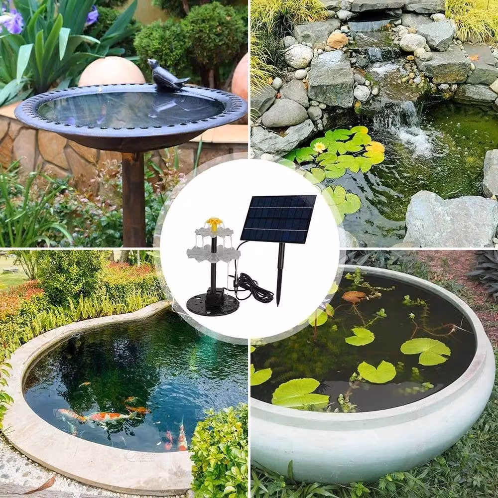 Havendro 4W Solar Powered 2 Tier Cascade Bird Bath in Black – 6