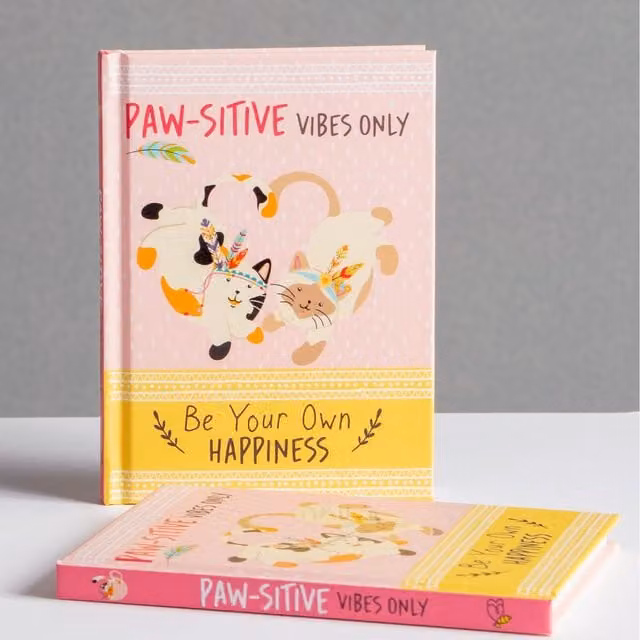 Boxer Gifts Paw-sitive Vibes Only Be Your Own Happiness Quote Book in Multicolour and White
