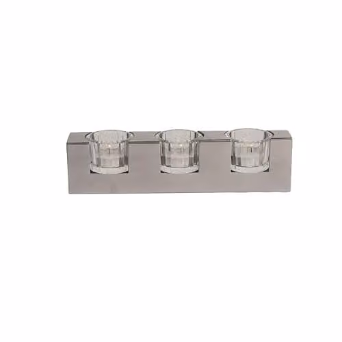 The Straits Trading Straits Silver 3 Glass Tealight Holder Set in Grey, Silver and Transparent