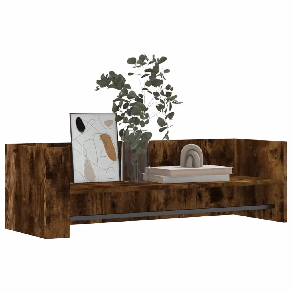 Berkfield Home Wall Mounted Smoked Oak Shelf, Brown, W: 100 cm, D: 30.5 cm, H: 30.5 cm – 3