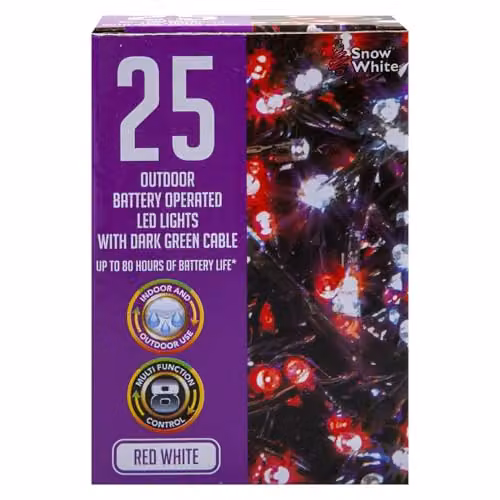 VFM e-Store Christmas String Lights with 25 Multicolour Bulbs in White and Red – 4