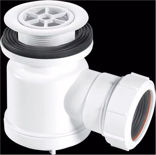 McAlpine White Plastic Round Shower Trap with 19mm Water Seal and Universal Outlet