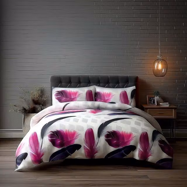 Home Sweet Home UK Single Polycotton Duvet Cover and Pillowcase Set with White Floral Leaf Print, W: 135 cm, L: 200 cm