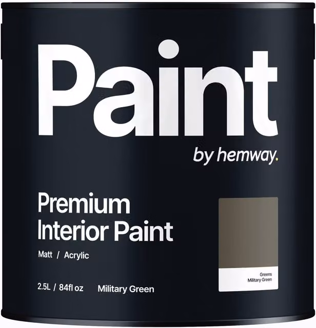 Hemway Matt Acrylic Interior Paint in Military Green, 2.5 l