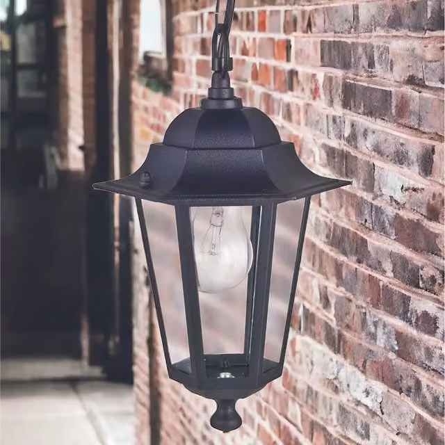Luxform Classic Metal Garden Hanging Lantern Light in Black