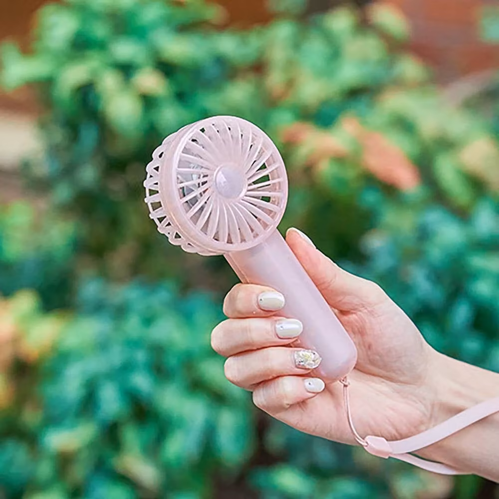 Life on Products Pearl Shell Portable LED Handheld Fan with 7-Colour Lights in Light Blue – 4
