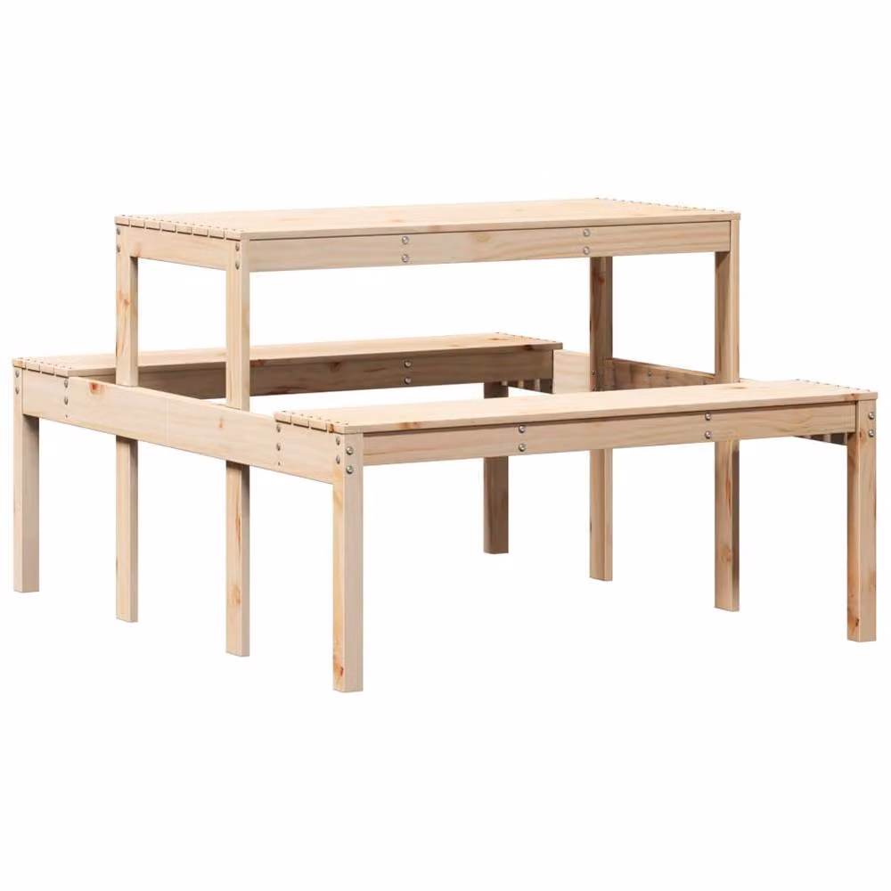 Berkfield Home Rectangular Picnic Table in Brown Solid Pine, W/D/H: 110 x 134 x 75 cm – 2