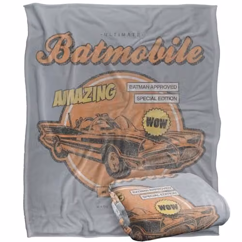 LOGOVISION Batman Batmobile Super Soft Fleece Throw Blanket, Multicolour, W: 127 cm x L: 152 cm