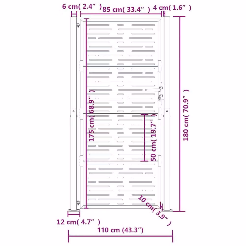 Berkfield Home Anthracite Steel Square Design Garden Swing Gate, W/H: 105 x 180 cm, Dark Grey – 6