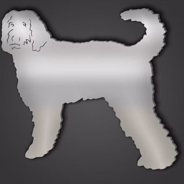 Labradoodle Style 4 Silver Acrylic Wall Mirror in Silver Extra Large