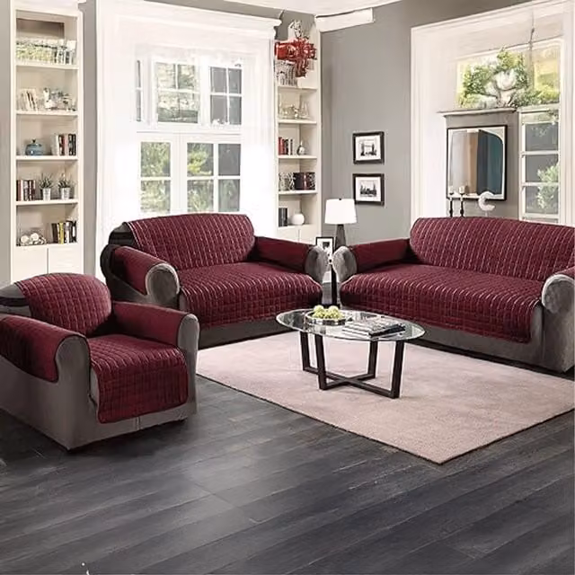 Velosso Soft Touch Water-Repellent 3 Seater Sofa Protector in Red Microfibre