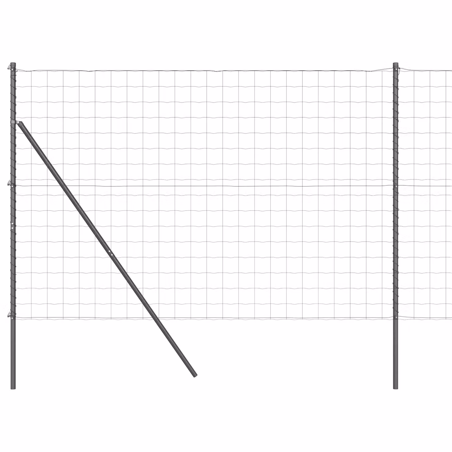 Berkfield Home Euro Fence with 7 Posts, Galvanised Steel Wire Mesh, Grey and Silver, 1.6 x 10 m – 2