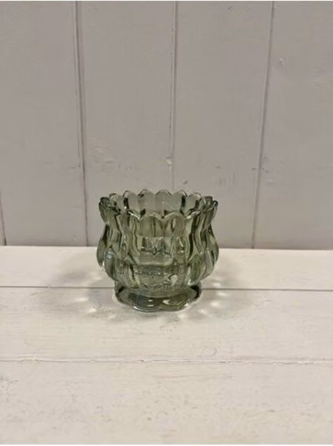 KDMD Vintage Green Round Glass Tealight Holder