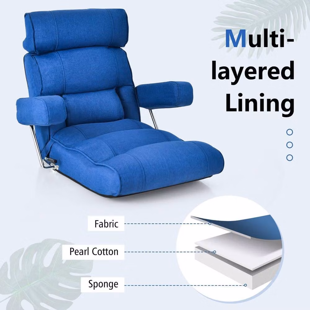 Costway Blue Folding Sofa Chair Floor Lounger with 6-Position Adjustable Backrest – 7