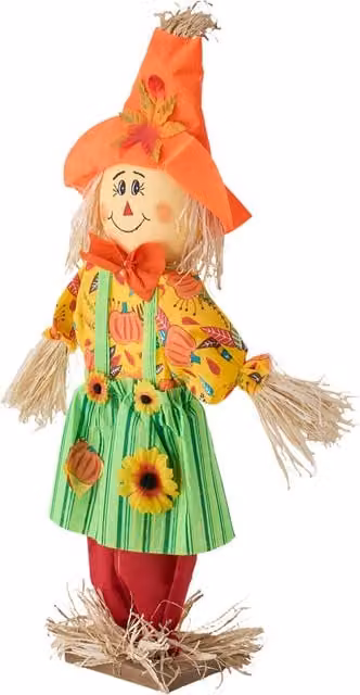 Livingandhome Set of 2 Rustic Halloween Scarecrow Decorations, Multicolour, Height: 60.96 cm