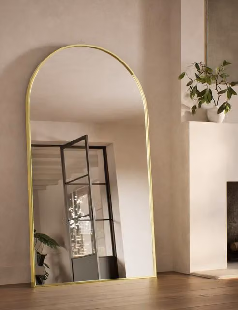M&S Metal Arch Free Standing Mirror in Gold