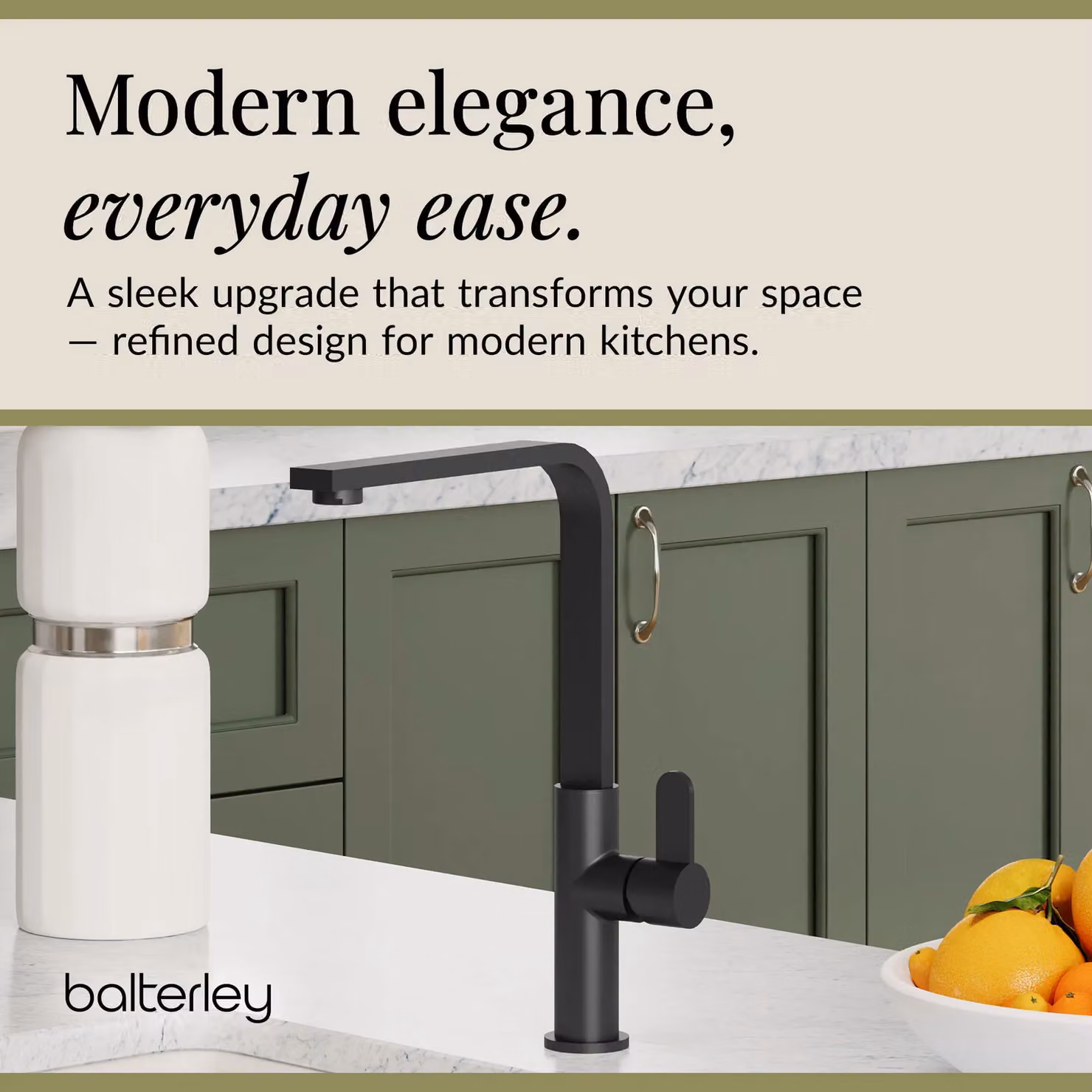 Balterley Chara Kitchen Sink Mono Mixer Tap in Matt Black with Single Lever Handle and Swivel Spout, H: 32.0 cm x W: 24.6 cm x D: 30.2 cm – 3