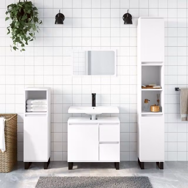 Berkfield Home 3 Piece Modern White Matt Bathroom Furniture Set