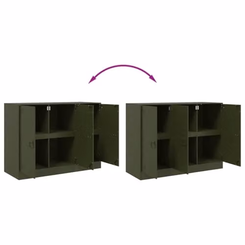 vidaXL Modern Metal Sideboard in Matt Green, W/D/H: 99 x 39 x 73 cm – 3