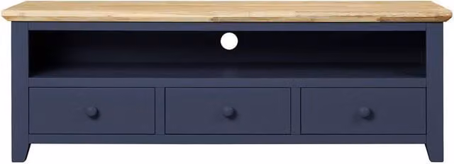Statement Furniture Florence Large TV Stand with 3 Drawers and Shelf in Blue, W145 x D45 x H50 cm