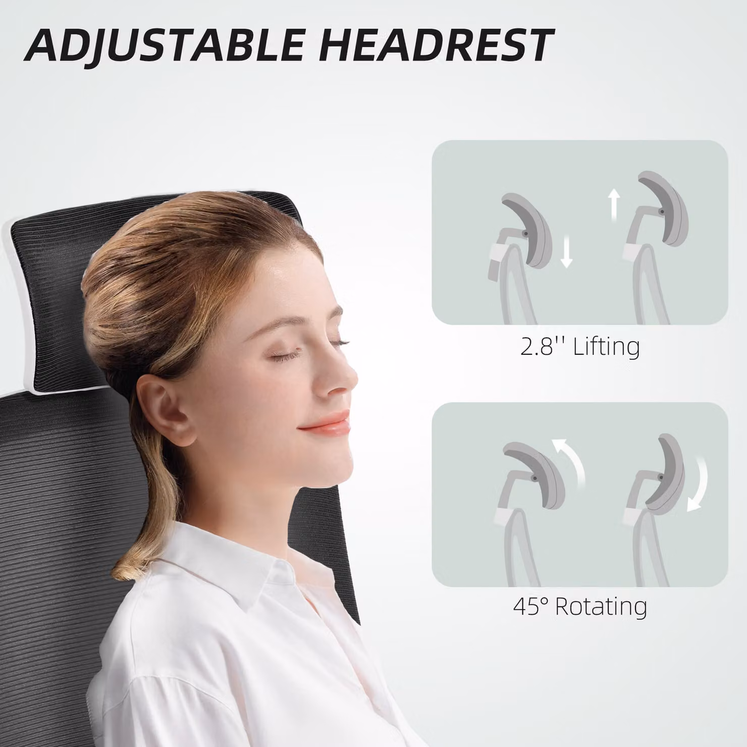 HOMCOM Ergonomic High-Back Home Office Desk Chair with Mesh, Flip-Up Arms, Rotating Headrest and Swivel Function, Black – 5