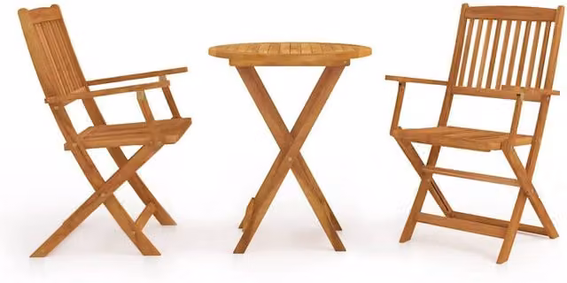 Berkfield Home 3 Piece Folding Bistro Set in Brown Oiled Acacia Wood – 1