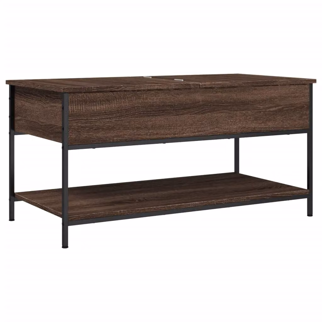 Berkfield Home Brown Oak Coffee Table in Engineered Wood and Metal, W: 100 cm, D: 50 cm, H: 50 cm – 2