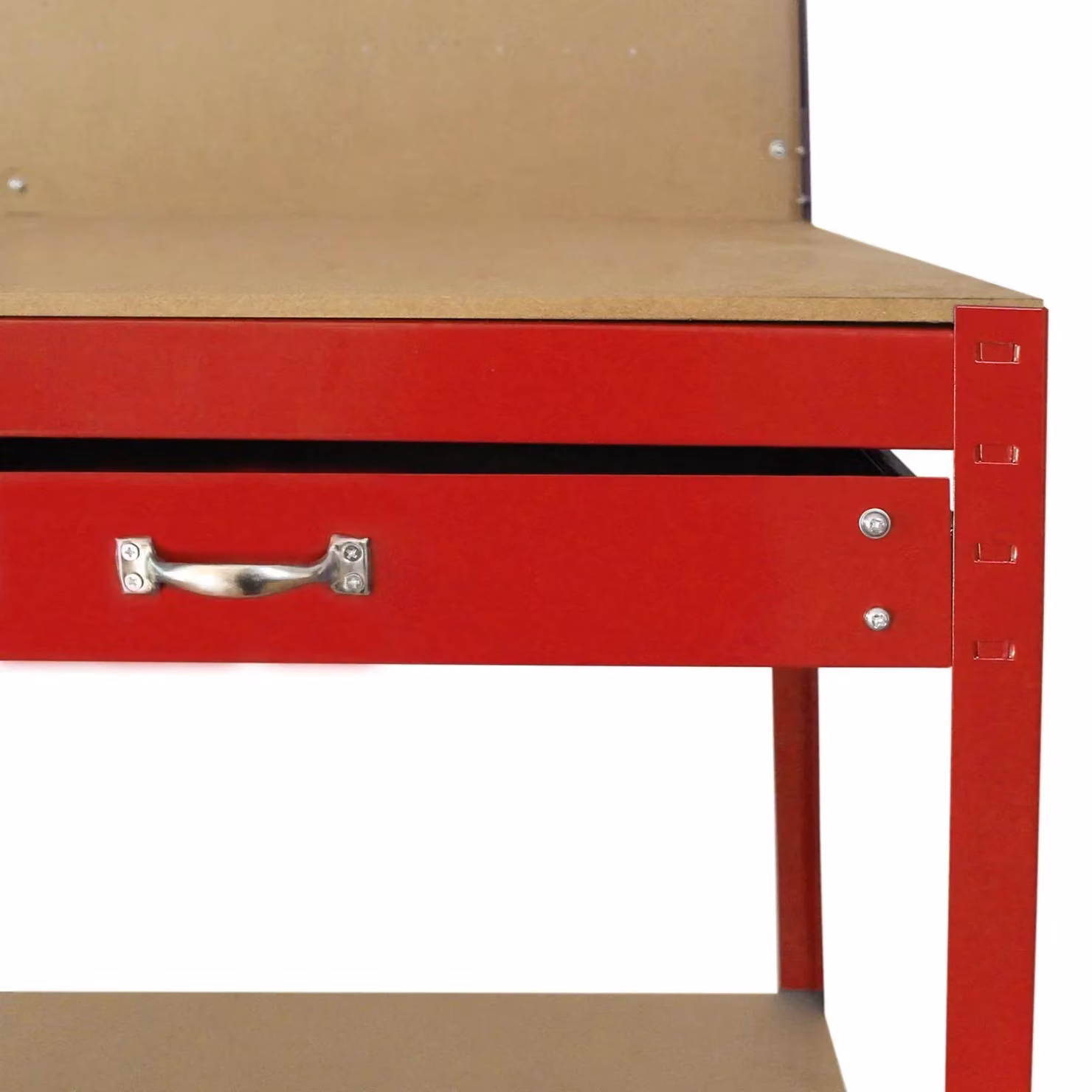 Monstershop Workbench with Pegboard and Drawer in Red, W: 120 cm, D: 60 cm, H: 200 cm – 6