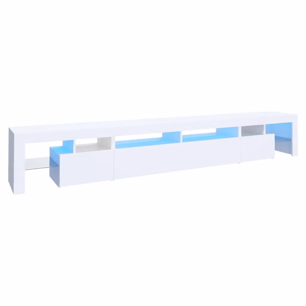 Berkfield Home Modern White Glossy TV Cabinet with Integrated LED Lighting W: 260 cm, D: 40 cm, H: 40 cm – 2