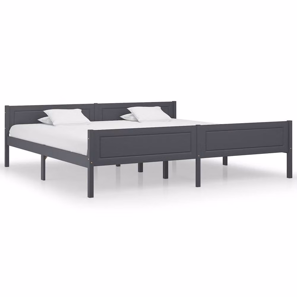 Berkfield Home Solid Pinewood Bed Frame in Grey, 200 x 200 cm – 2