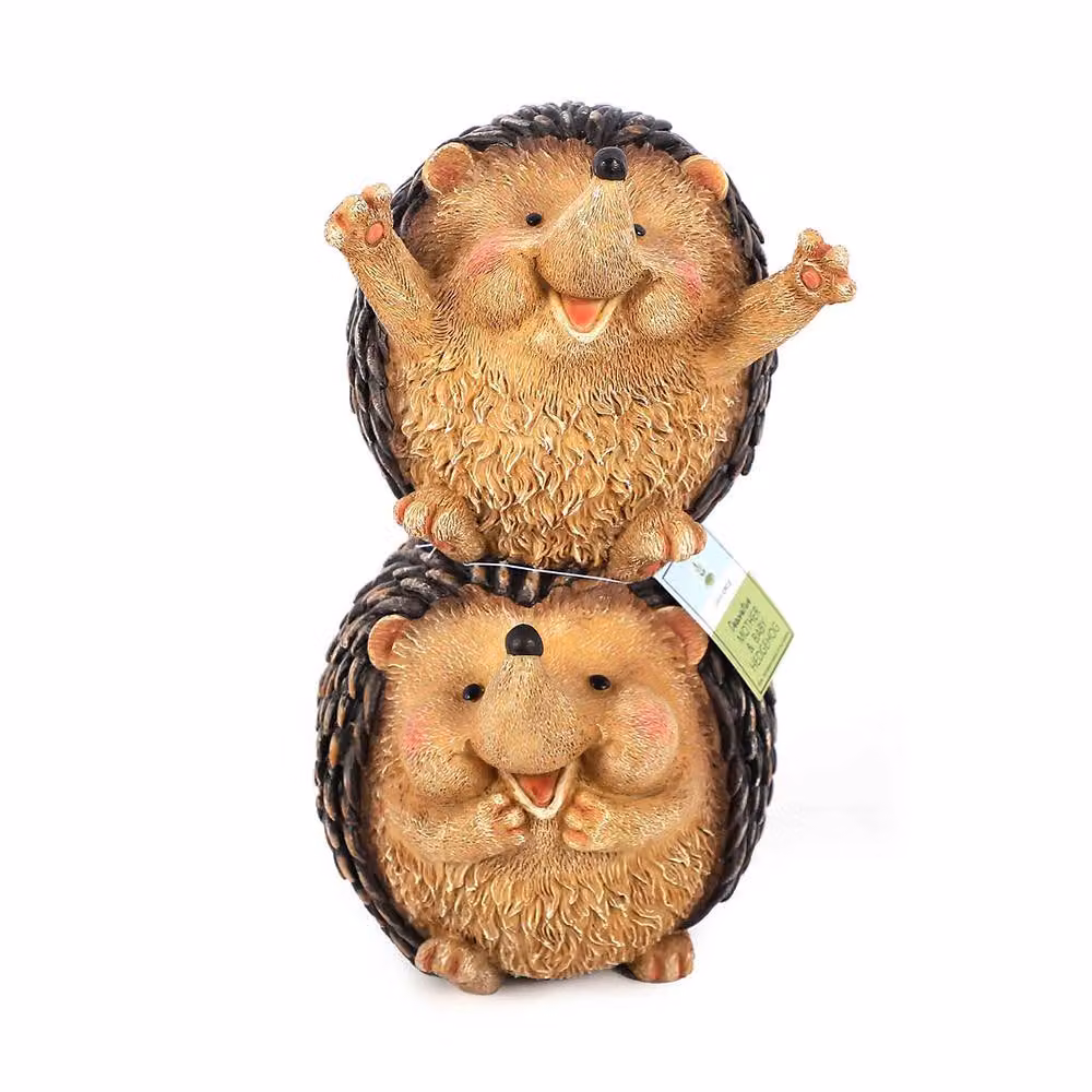Voltico Mummy and Baby Hedgehog Garden Ornament, Brown, H 30 x W 16 x D 16 cm – 2