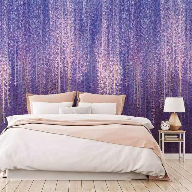 Grandeco Cascading Wisteria Flowers Purple Floral Repeatable Wallpaper Mural
