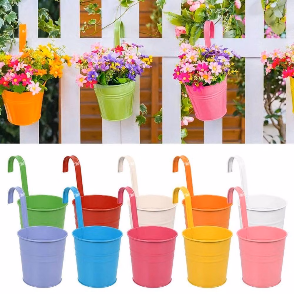 SPETLEK 10-Piece Multicolour Metal Hanging Plant Planter Buckets – 4