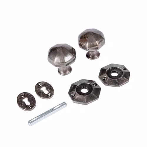 Hammer and Tongs Octagonal Rim and Mortice Door Knob in Grey Iron, Width: 60 mm – 1