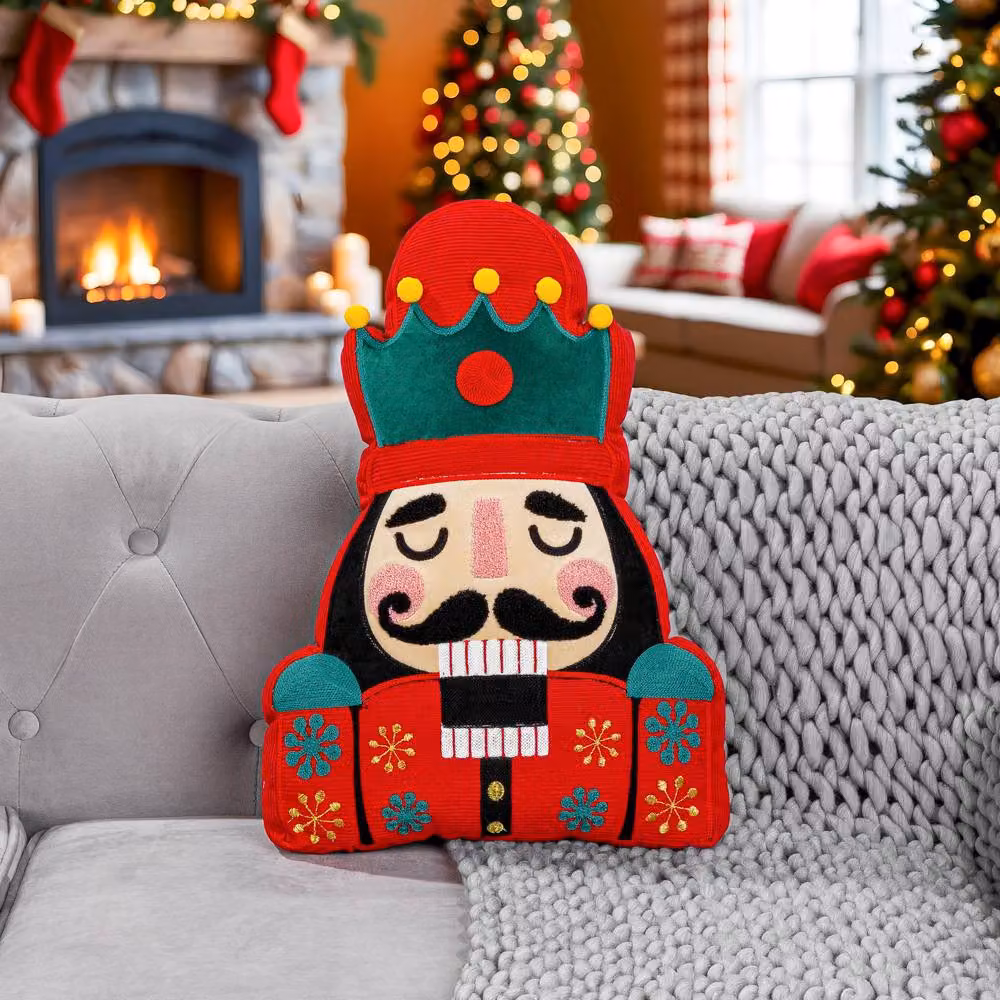Luxury Living Nutcracker Festive Embroidered Christmas Cushion in Red, W: 50 cm, H: 35 cm – 4