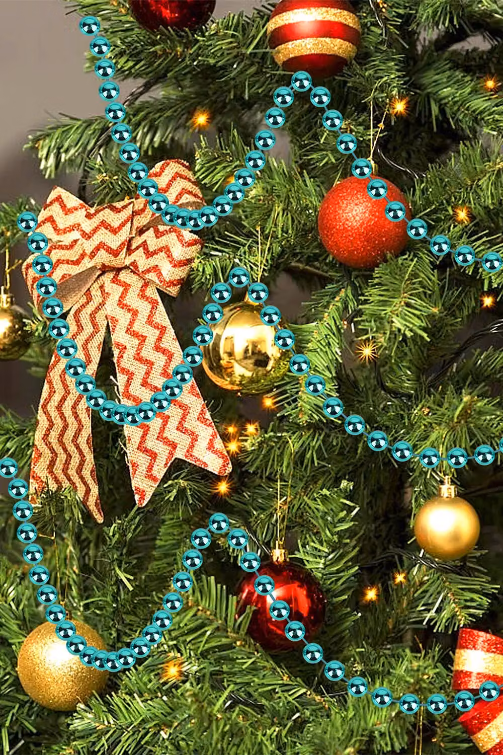 Neel Blue Metallic Christmas Bead Chain, 9m Shiny Pearl Garland in Teal and Turquoise – 5