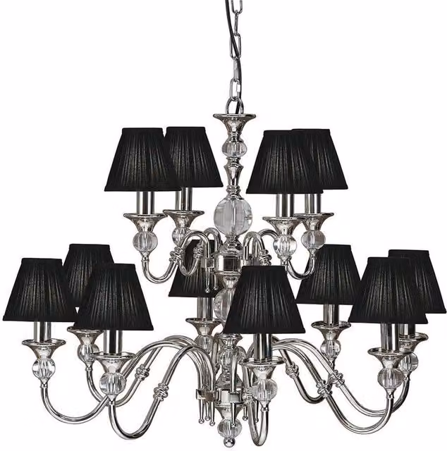 Interiors 1900 Polina 12 Light Multi Arm Chandelier in Silver with Polished Nickel Plate Finish and E14 Base