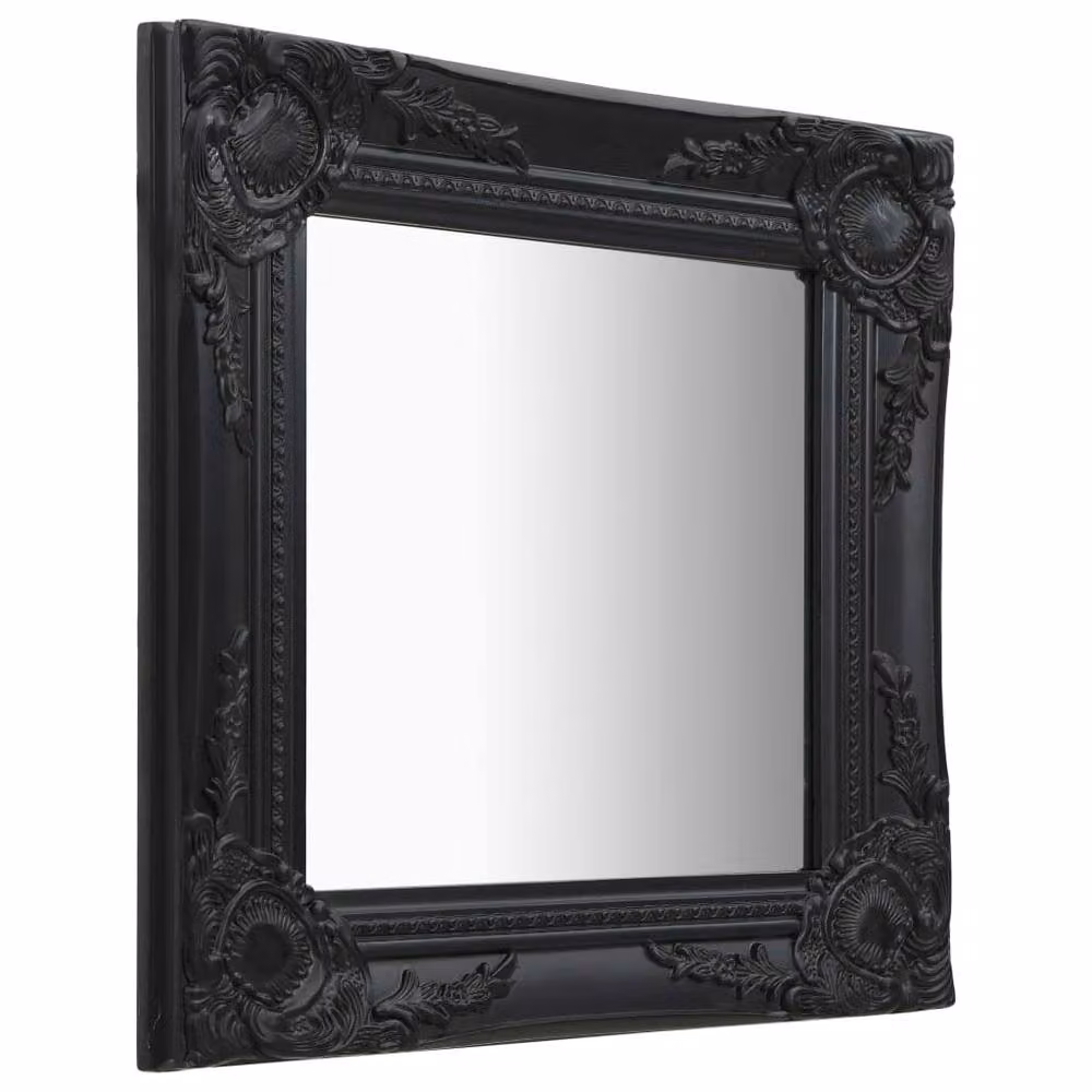 Berkfield Home Baroque Style Square Wall Mirror in Black, W: 40 cm, H: 40 cm – 3